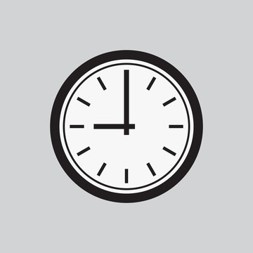 Clock icon. Web sign flat Black and white design, button app. Vector illustration