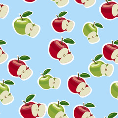 Vector pattern of red and green apples