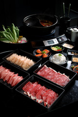 Sukiyaki Fresh Beef pork slices, Vegetable, Dinner Set