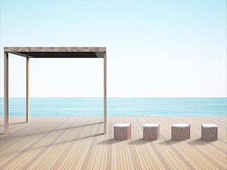 Fototapeta na wymiar lounge chair simple on the beautiful beaches and the composition of art