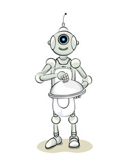Smiling natured chef robot, vector illustration