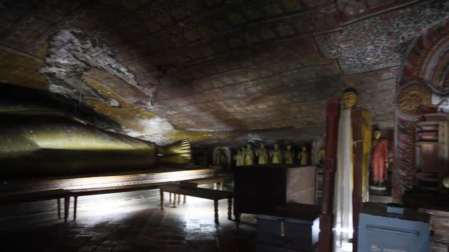 Sitting Buddha at the Golden Temple of Dambulla, 
 Sri Lanka.