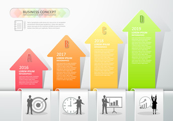 Design arrows infographics 4 steps. Vector illustration. 