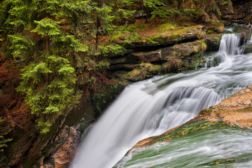 Top of Szklarka Waterfall in Poland