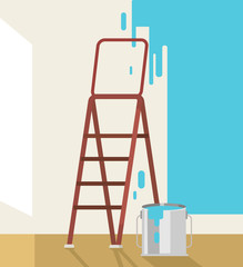 Painted walls. Vector flat illustration