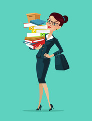 Woman secretary. Vector flat cartoon illustration