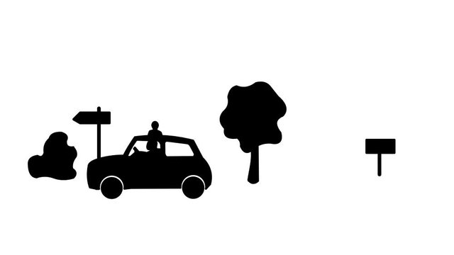 car,vehicle, taxi, pick up, traffic,  monochrome, black and white, video, animation, film, hd, 4k, 