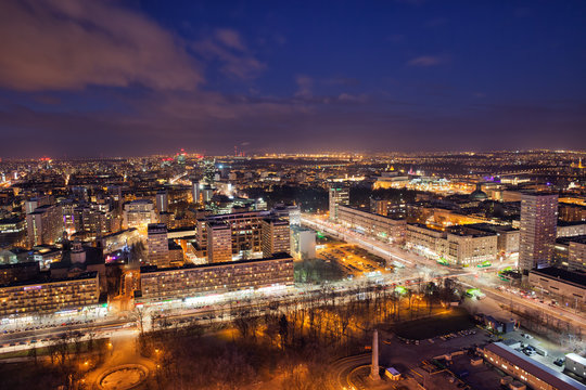 Fototapeta City of Warsaw by Night in Poland