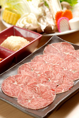 Fresh beef sliced for japanese hot pot