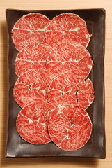 Fresh beef sliced for japanese hot pot