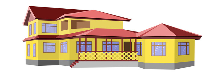 Cottage house. Vector illustration on white background.