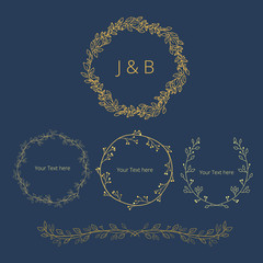 Wedding graphic set. FLOWER DESIGN ELEMENTS. Frames, labels, ribbons, symbols. Brand & identity elements such as logo. 
