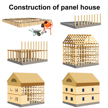 House construction infographics set. Vector illustration on white background.