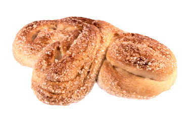 Bun with sugar crust isolated on a white background