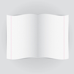 checkered notebook paper on  gray background. vector