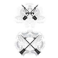 Fototapeta premium Set of cross arrows with pattern. Hipster vintage style templates for business, labels, logos, identity, badges, apparel, shirts, and other branding objects