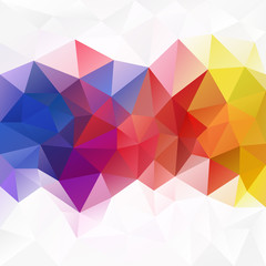 vector abstract irregular polygon background with a triangular pattern in full spectrum colors - rainbow strip in the middle