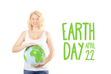 Earth day - girl protecting the globe