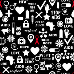 Seamless pattern with symbol of AIDS and fight against AIDS. Medical flat illustration. Health care vector