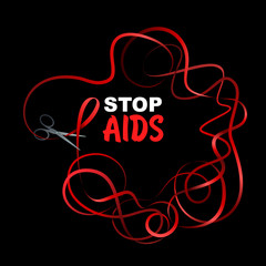 World AIDS Day. Red Awareness Ribbon vector illustration. Stop AIDS