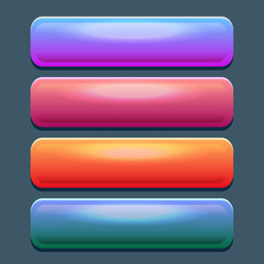 Set of colored web rectangle horizontal shiny banner buttons. Colorful glossy buttons for game design and interface