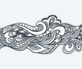 Fototapeta premium Zen-doodle or Zen-tangle texture or pattern black on white