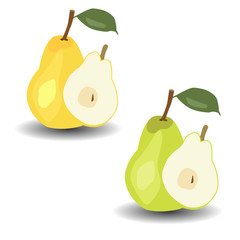 Yellow and green pear - vector illustration