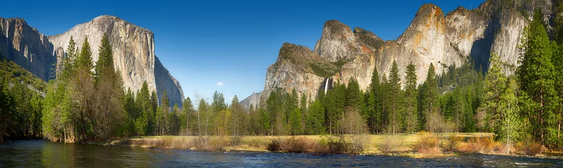 Deurstickers Yosemite valley and merced river © Rixie