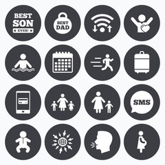 Fototapeta premium People, family icons. Swimming, baby signs.