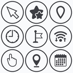 Mouse cursor icon. Hand or Flag pointer symbols.