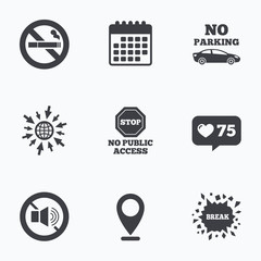 No Smoking, Sound. Private territory parking.