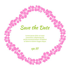 Cherry blossoms frame. Floral wreath with place for text. Save the date template
