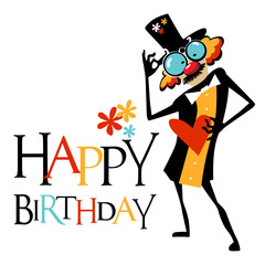 Happy Birthday card clown smile