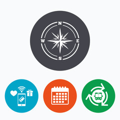 Compass sign icon. Windrose navigation symbol.