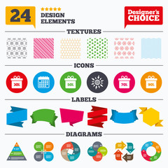 Sale gift box tag icons. Discount symbols.