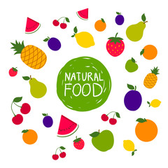 Vector Illustration of a Colorful Fruit Background