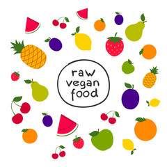 Vector Illustration of a Colorful Fruit Background