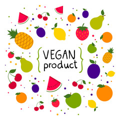 Vector Illustration of a Colorful Fruit Background