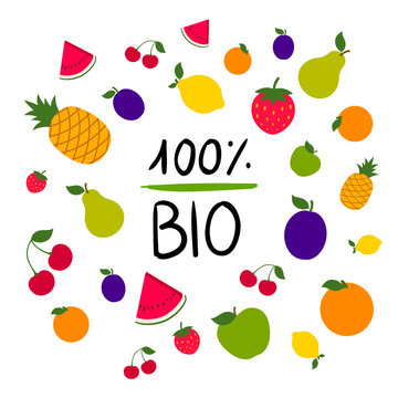 Vector Illustration of a Colorful Fruit Background