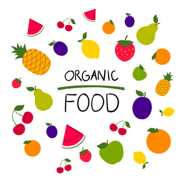 Vector Illustration of a Colorful Fruit Background