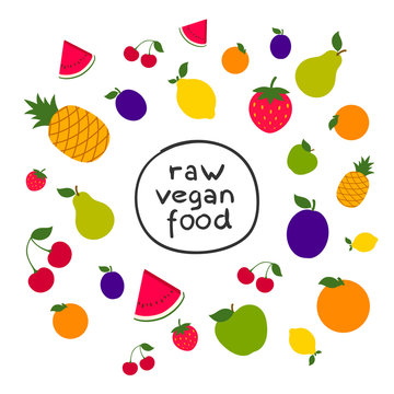Vector Illustration of a Colorful Fruit Background