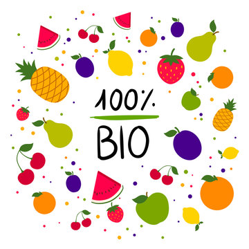 Vector Illustration of a Colorful Fruit Background