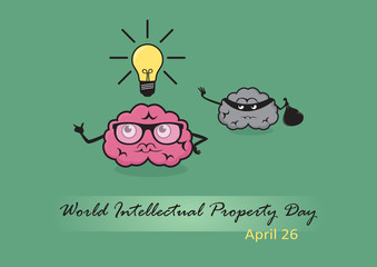 World Intellectual Property Day Vector. Funny illustration of Intellectual Property. Comics vector illustration