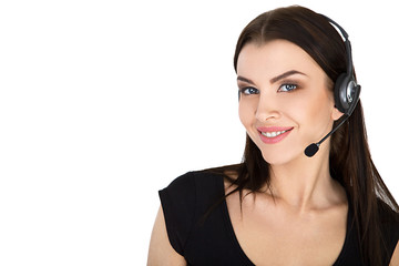 Support phone operator in headset, isolated - Stock Image