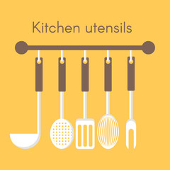 Vector background with kitchen utensils.