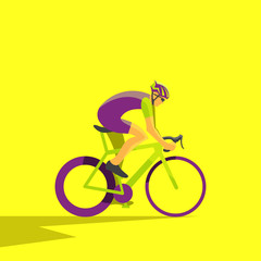 Vector illustration of cyclist on bike; biker and bicycling 