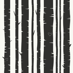 Seamless vector background with birch forest