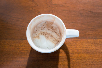 Top view on coffee cup