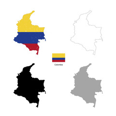 Colombia country black silhouette and with flag on background