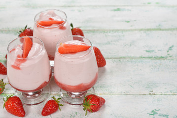 Strawberry mousse in a glass